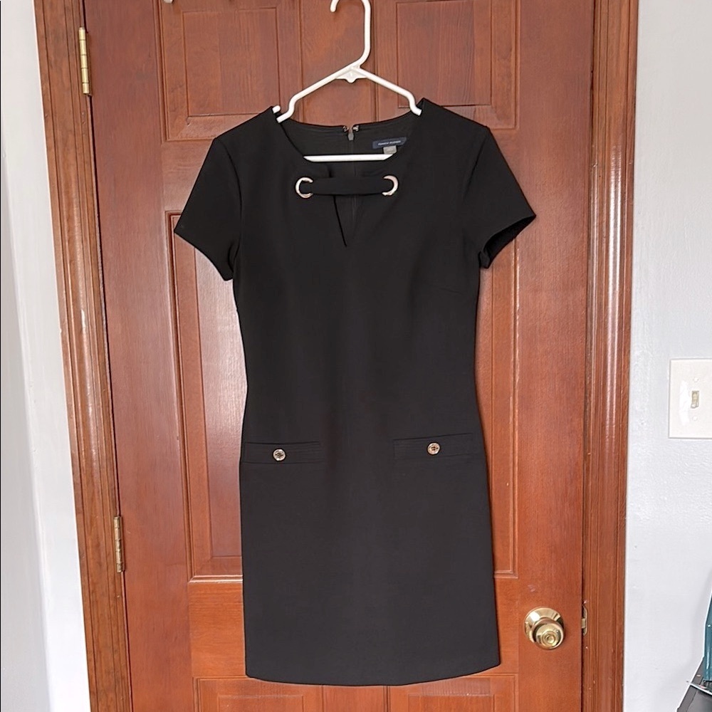 Tommy Hilfiger Black Buttoned Sheath Mini Dress